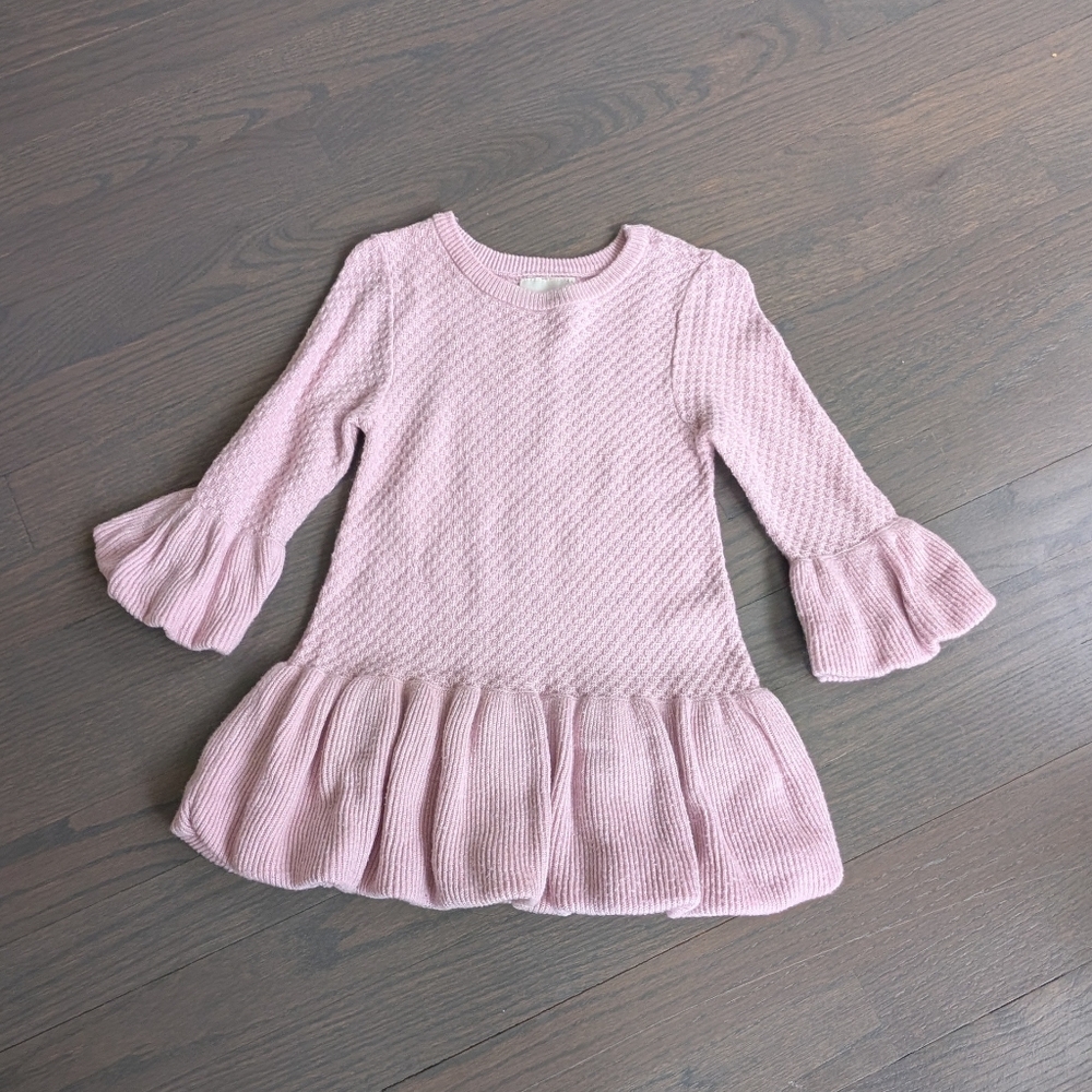 Oshkosh Baby Girl Knit Sweater Ruffle Dress - Pink, 18 Months